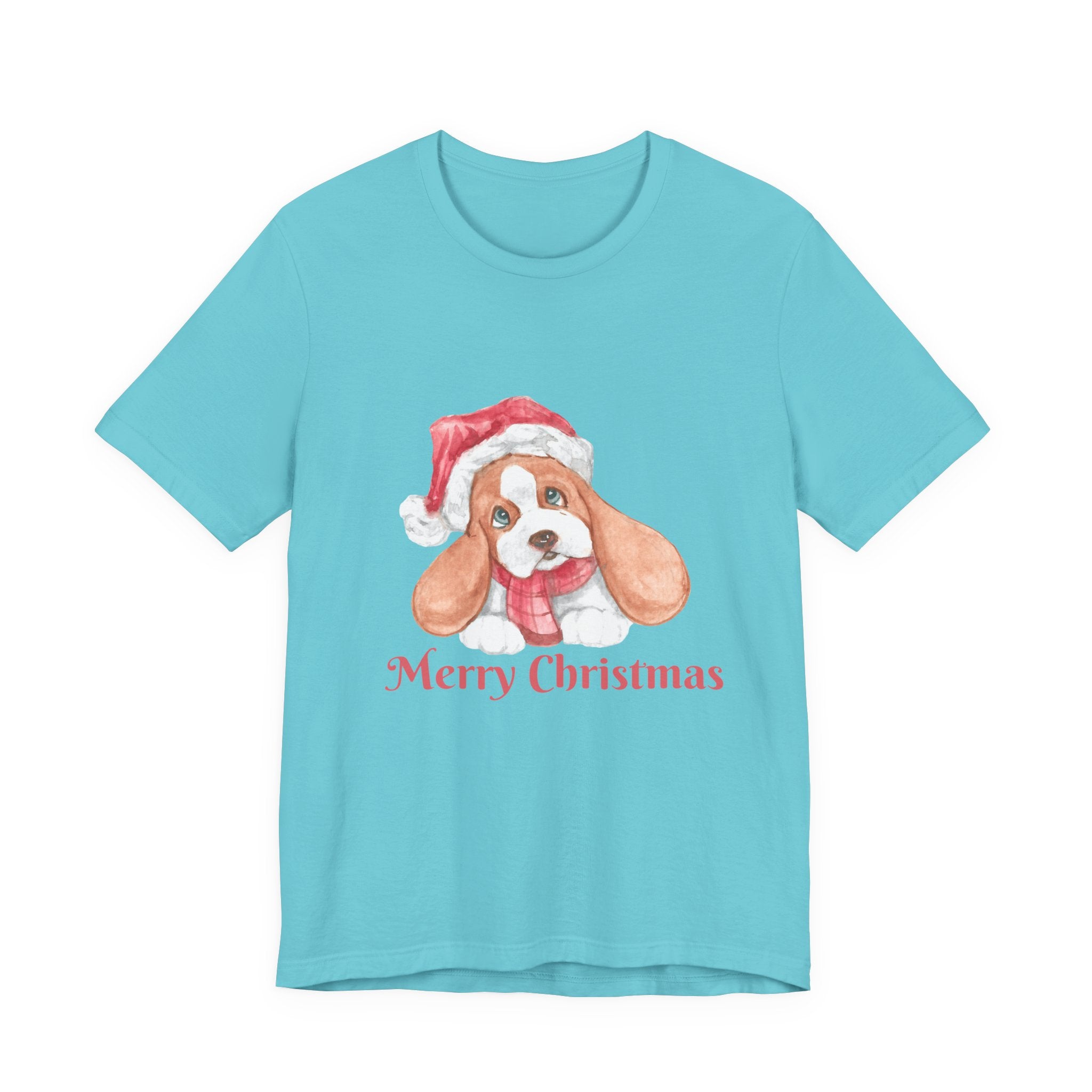 Christmas Puppy T-Shirt — 'Merry Christmas' Cute Dog in Santa Hat