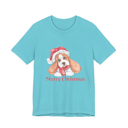Christmas Puppy T-Shirt — 'Merry Christmas' Cute Dog in Santa Hat