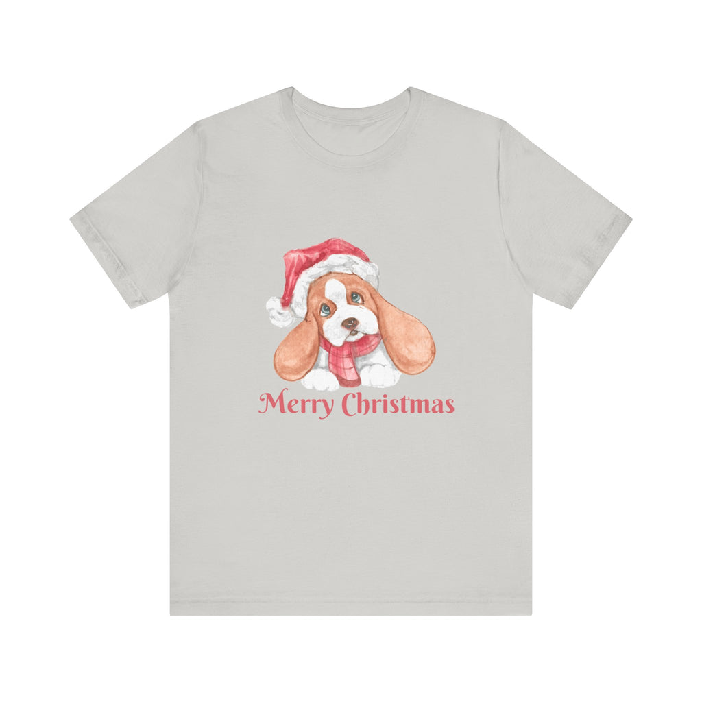 Christmas Puppy T-Shirt — 'Merry Christmas' Cute Dog in Santa Hat