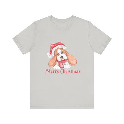 Christmas Puppy T-Shirt — 'Merry Christmas' Cute Dog in Santa Hat