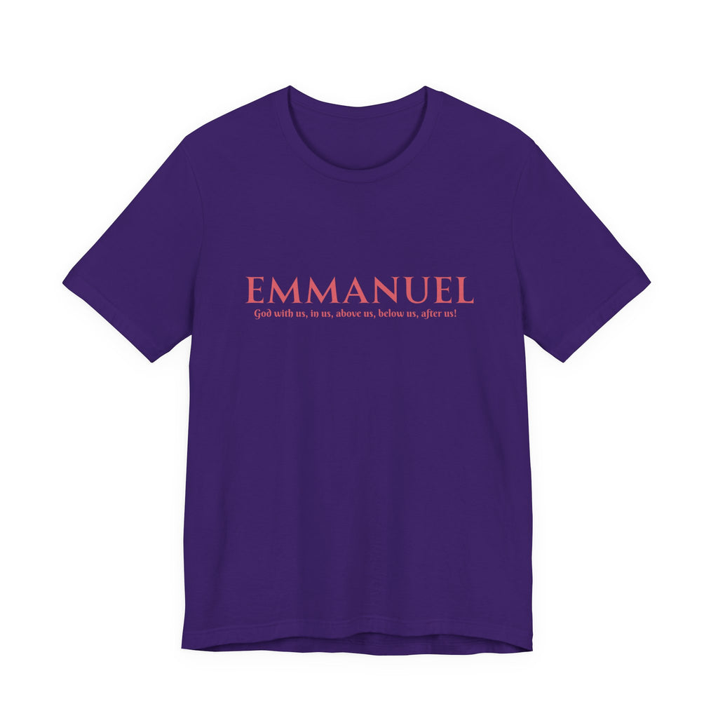 Emmanuel Christian T-Shirt — 'Emmanuel' Pink Script Faith Tee