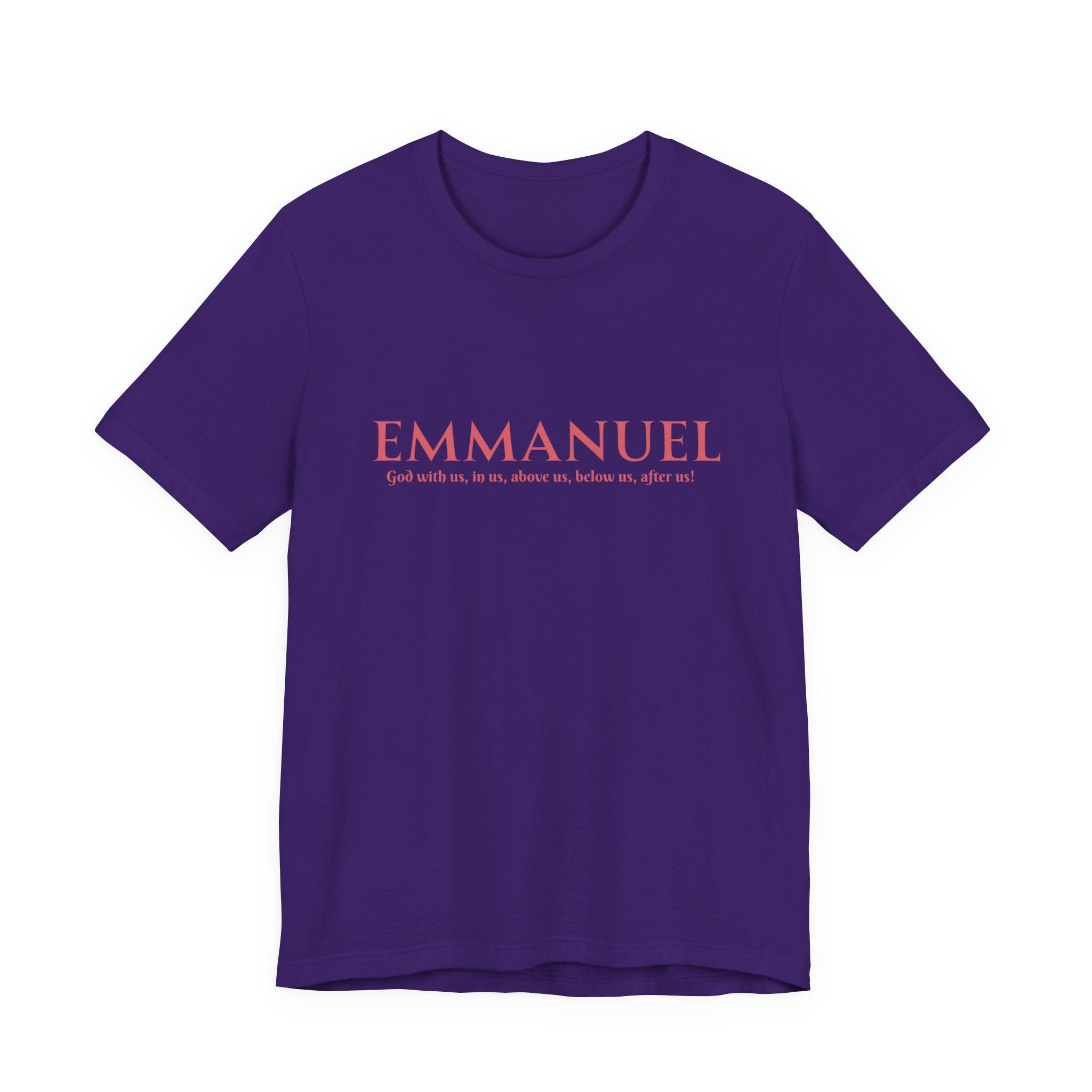 Emmanuel Christian T-Shirt — 'Emmanuel' Pink Script Faith Tee