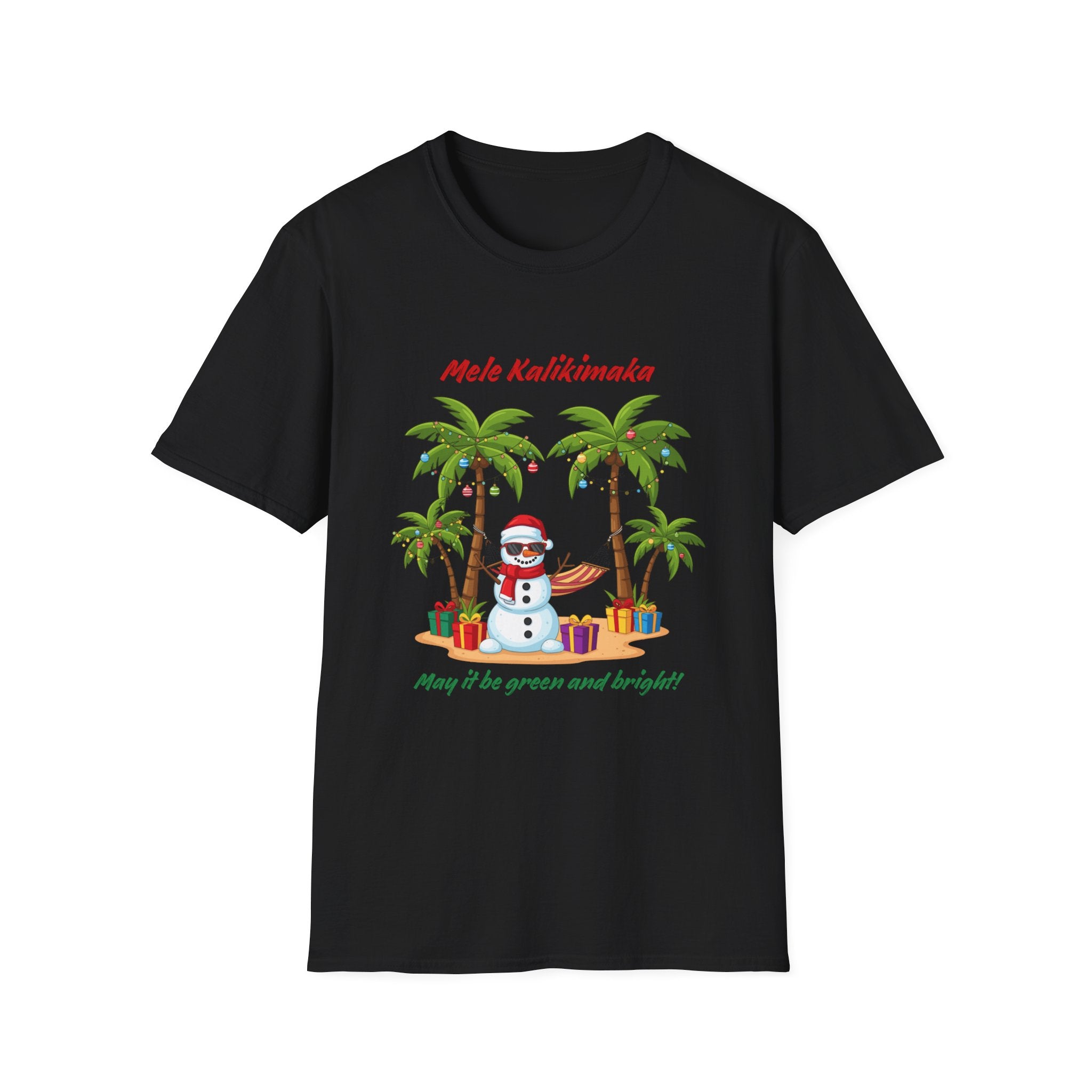 T-Shirt — 'Mele Kalikimaka' Tropical Christmas Snowman Tee