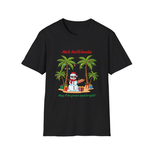 T-Shirt — 'Mele Kalikimaka' Tropical Christmas Snowman Tee