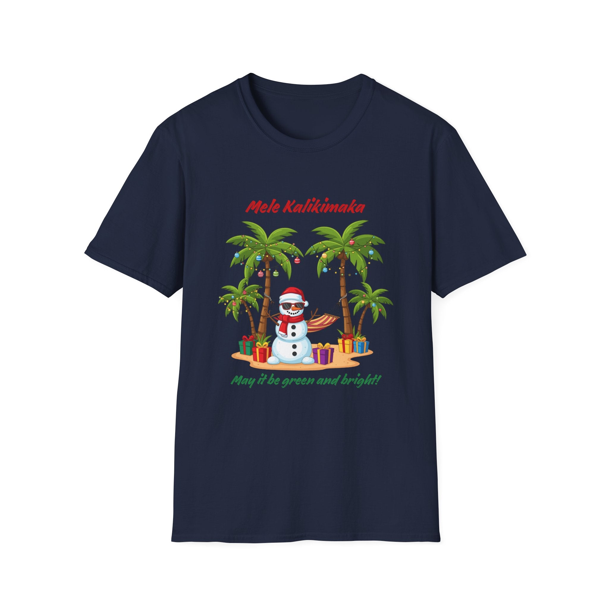 T-Shirt — 'Mele Kalikimaka' Tropical Christmas Snowman Tee